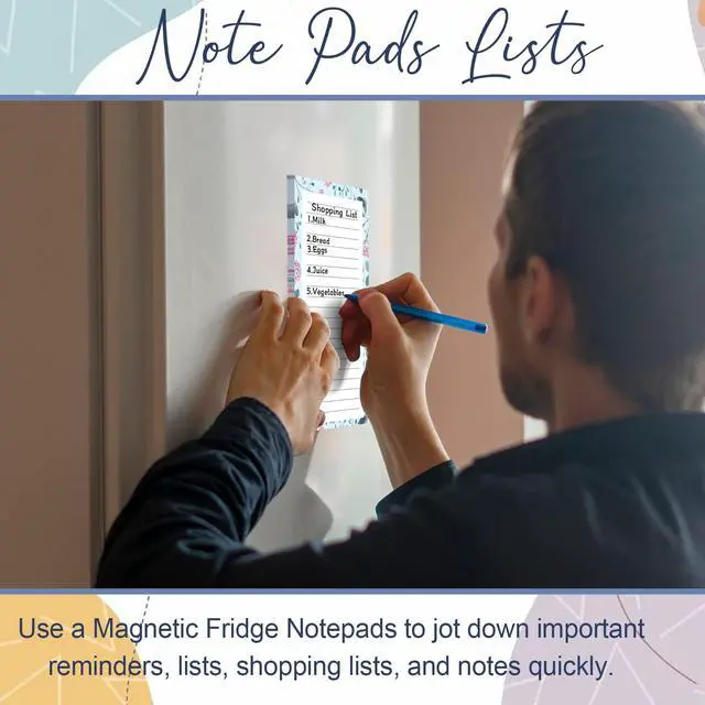 Alt view image 6 of 7 - Magnetic Notepads for Refrigerator - Flower Design, 50 Sheets Per Pad, 4 Pack Memo Pads for Grocery Lists and To-Dos