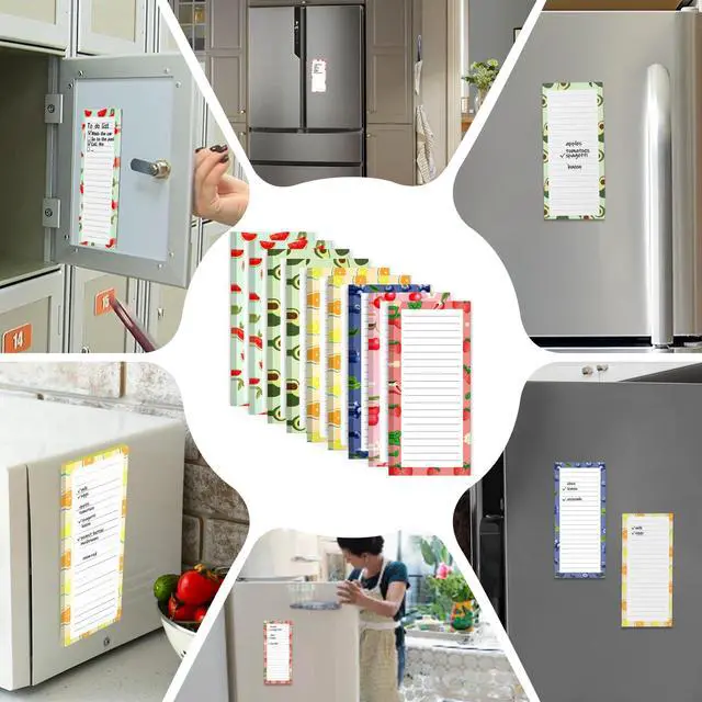 Alt view image 7 of 7 - 9 Pack Magnetic Notepads for Refrigerator, Magnetic Notepads for Refrigerator, Fruit Design Grocery List Pad for Fridge, Full Magnet Back Shopping Lists, 25 Sheets Per Note Pads