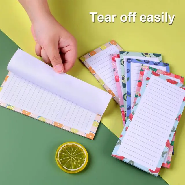Alt view image 5 of 7 - 9 Pack Magnetic Notepads for Refrigerator, Magnetic Notepads for Refrigerator, Fruit Design Grocery List Pad for Fridge, Full Magnet Back Shopping Lists, 25 Sheets Per Note Pads