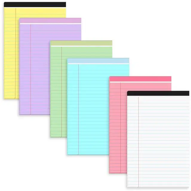 Main image of 6 PCS Small Legal Pads 5x8 Colorful, Narrow Ruled Small Note Pads 5x8, Micro Perforated Writing Pad, College Ruled Legal Notepads 5x8 for Study, Office, To-Do Lists(30 Sheets/Small Notepad)