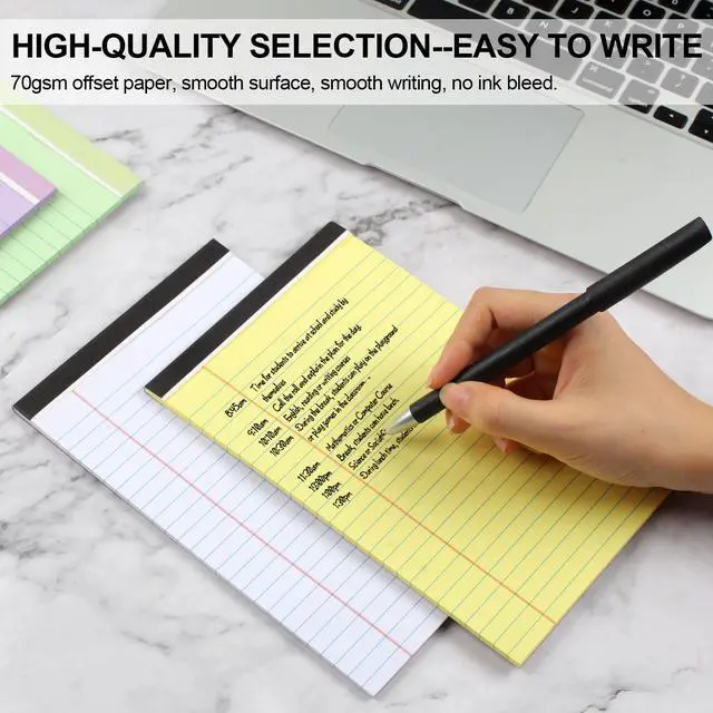 Alt view image 5 of 7 - 6 PCS Small Legal Pads 5x8 Colorful, Narrow Ruled Small Note Pads 5x8, Micro Perforated Writing Pad, College Ruled Legal Notepads 5x8 for Study, Office, To-Do Lists(30 Sheets/Small Notepad)