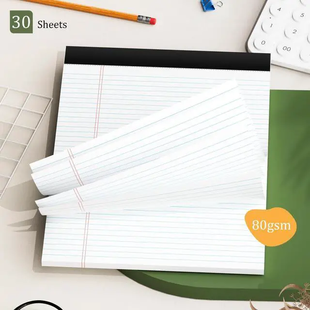 Alt view image 4 of 7 - 2 Pack of Legal Pads 8.5 x 11 College Ruled Writing Pads 8.5" x 11.75" Notepad 30 Sheets per Note Pads Notebook Study Back 8x11 Pads of Paper