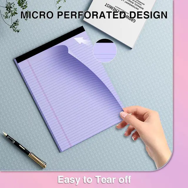 Alt view image 3 of 7 - 3 Pcs Legal Pads 8.5 x 11 Colored Note Pads 8.5 x 11 Notepad 30 Sheets/Pad, Micro Perforated Writing Pads Color Lined Paper College Ruled Pad of Paper Notebook To-Do List for Office & School Supplies