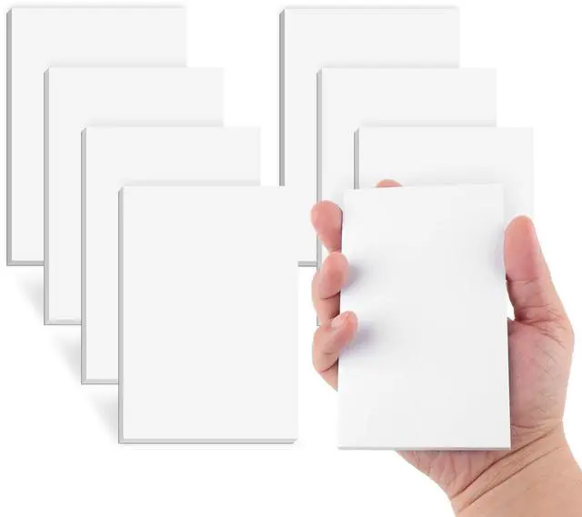 Main image of 8 Pack Note Pads 3x5, Blank Server Notepad Scratch Pads, 50 Sheets Each | 80 GSM Thick White Paper for Writing, Quick Notes, Grocery Shopping Lists, Small Mini Memo Notebook for Home and Office