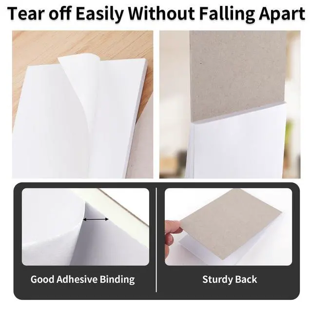 Alt view image 3 of 7 - 8 Pack Note Pads 3x5, Blank Server Notepad Scratch Pads, 50 Sheets Each | 80 GSM Thick White Paper for Writing, Quick Notes, Grocery Shopping Lists, Small Mini Memo Notebook for Home and Office
