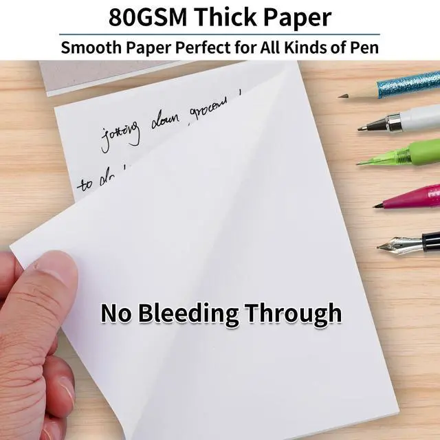 Alt view image 4 of 7 - 8 Pack Note Pads 3x5, Blank Server Notepad Scratch Pads, 50 Sheets Each | 80 GSM Thick White Paper for Writing, Quick Notes, Grocery Shopping Lists, Small Mini Memo Notebook for Home and Office