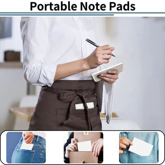 Alt view image 5 of 7 - 8 Pack Note Pads 3x5, Blank Server Notepad Scratch Pads, 50 Sheets Each | 80 GSM Thick White Paper for Writing, Quick Notes, Grocery Shopping Lists, Small Mini Memo Notebook for Home and Office