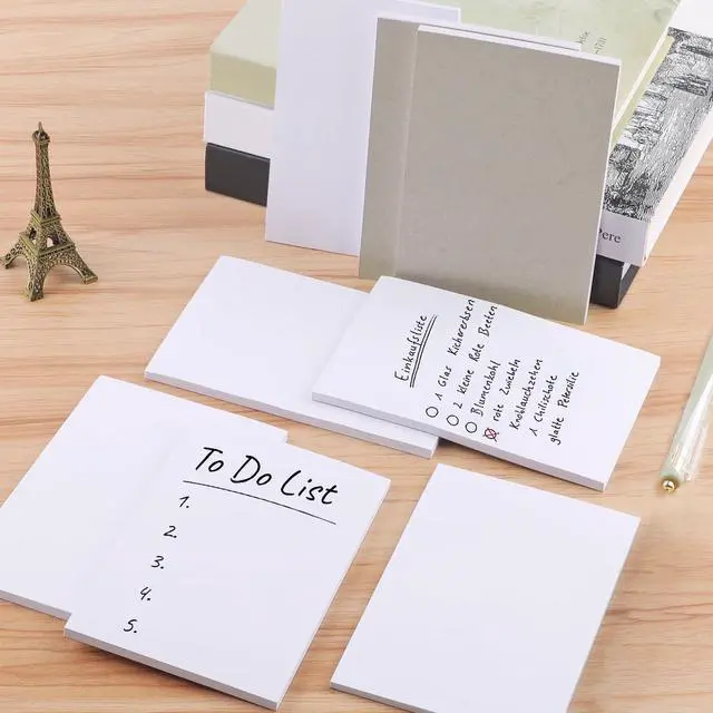 Alt view image 7 of 7 - 8 Pack Note Pads 3x5, Blank Server Notepad Scratch Pads, 50 Sheets Each | 80 GSM Thick White Paper for Writing, Quick Notes, Grocery Shopping Lists, Small Mini Memo Notebook for Home and Office