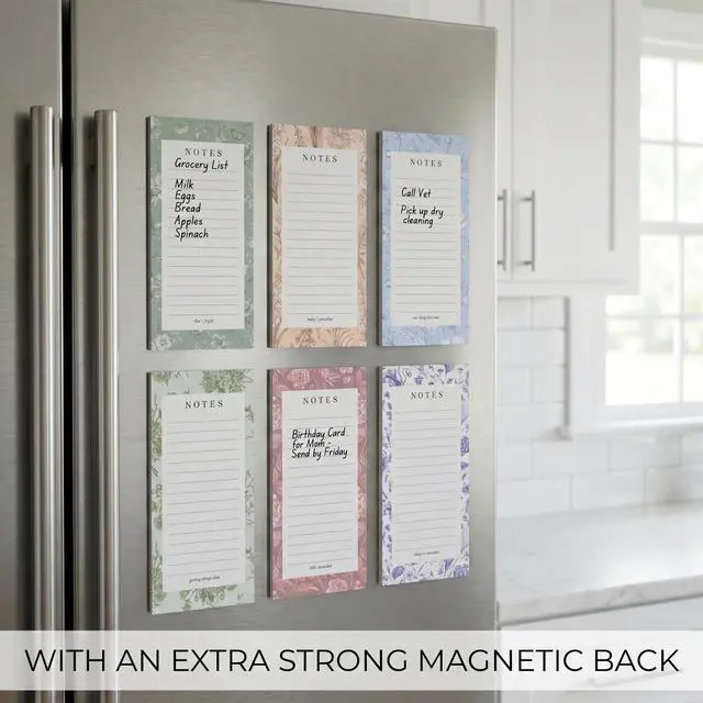 Alt view image 5 of 7 - Beautiful Magnetic Notepads for Fridge - Set of 6 with Lined Pages | Modern Note Pads to Easily Write Notes & Make Grocery Shopping Lists - To Do Pad with Strong Magnets for Your Refrigerator