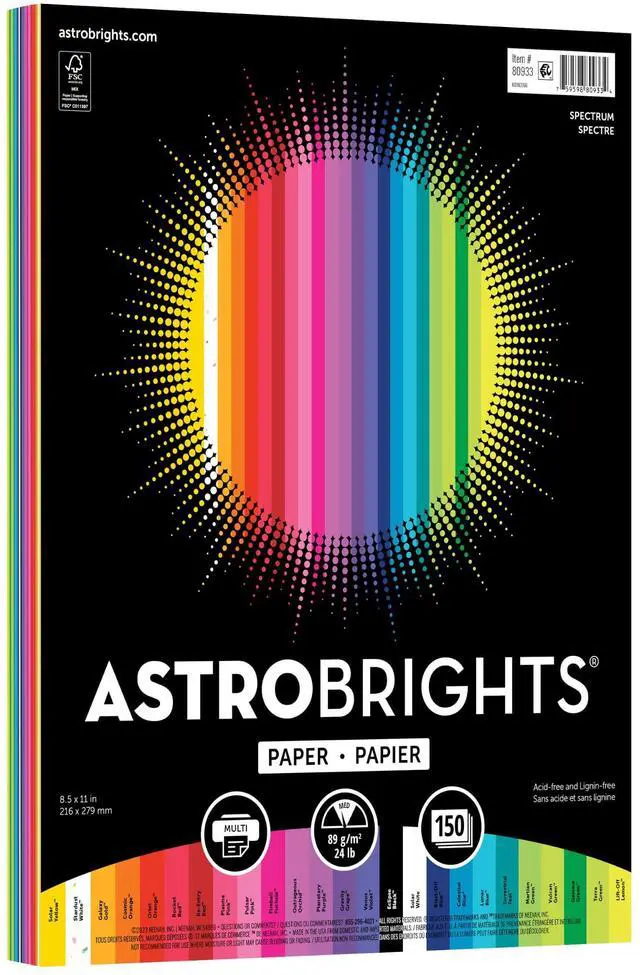 Main image of Colored Paper, 8.5 x 11, 24 lb/89 gsm, Spectrum 25-Color , 150 Sheets