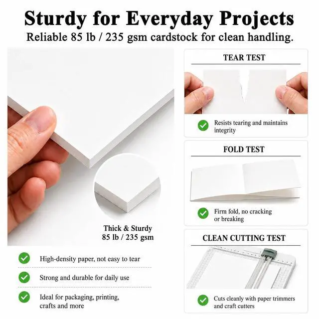 Alt view image 4 of 7 - White Cardstock Paper, Card Stock Paper 8.5 x 11, 30 Sheets_85 lb | Cardstock Printer Paper 8.5" x 11", Smooth Matte Surface for Invitations, School Projects, Crafts & DIY Cards, 106 Brightness