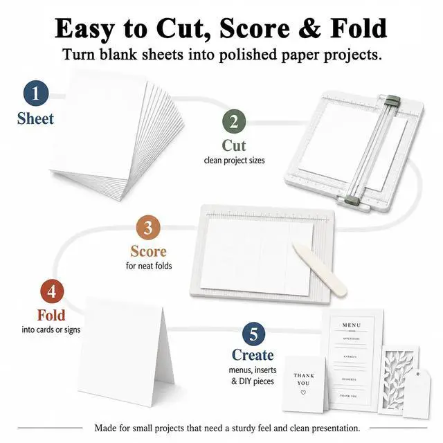 Alt view image 6 of 7 - White Cardstock Paper, Card Stock Paper 8.5 x 11, 30 Sheets_85 lb | Cardstock Printer Paper 8.5" x 11", Smooth Matte Surface for Invitations, School Projects, Crafts & DIY Cards, 106 Brightness