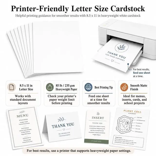 Alt view image 7 of 7 - White Cardstock Paper, Card Stock Paper 8.5 x 11, 30 Sheets_85 lb | Cardstock Printer Paper 8.5" x 11", Smooth Matte Surface for Invitations, School Projects, Crafts & DIY Cards, 106 Brightness