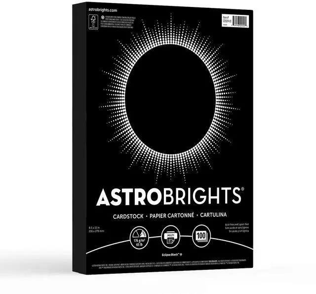 Main image of Color Cardstock, 65 lb Cover Weight, 8.5 x 11, Eclipse Black, 100/Pack
