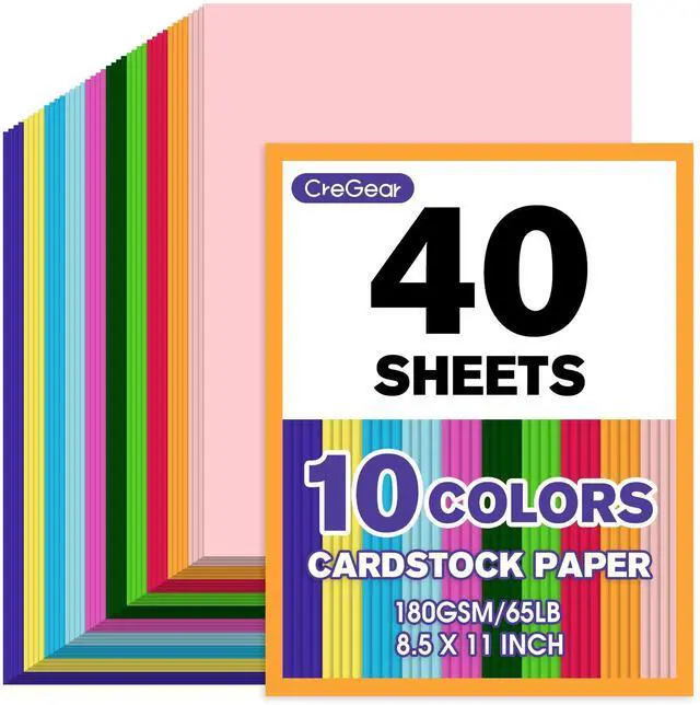 Main image of 40 Sheets Colored Cardstock Paper 8.5 x 11, 10 Colors Card Stock | 10 Assorted Colors Construction Paper, 180gsm/65lb Heavyweight Printer Paper, for Crafts, DIY Card Making, Scrapbooking