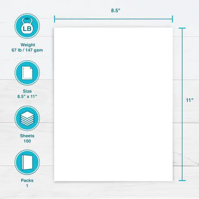 Alt view image 2 of 7 - White Cardstock 8.5" x 11" - 67 lb/147 gsm Vellum Bristol - 100 Sheets - Made in the USA - SFI® Certified - 92 Bright - Card Stock Printer Paper for School, Craft, & Office Use (00540)