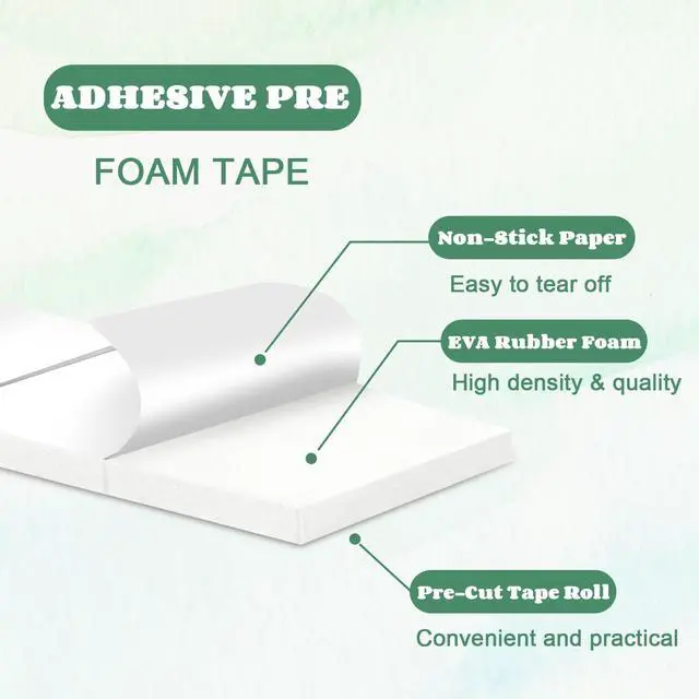 Alt view image 4 of 7 - 168 Pcs Foam Tape Craft Double Sided Precut 3/4 X 1/2 Inch 3D Adhesive Foam Squares Self Adhesive Dots Purple for Halloween Christmas DIY Crafts Art Sewing Supplies (1 Tape, White)
