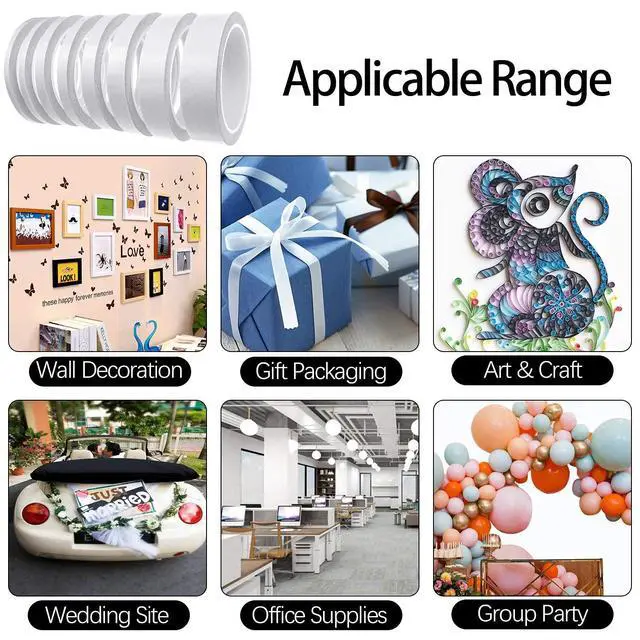 Alt view image 4 of 6 - Thin Double Sided Tape for Craft,Card Making,Gift,Scrapbooking and Office School Stationery Supplies,Tear-by-Hand, Paper Backing (4Rolls,1/2 Inch x 32 Yards Per Roll)
