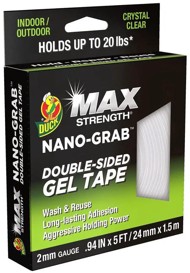 Main image of MAX Strength Nano-Grab Double-Sided Gel Tape, 0.94" x 5 ft, Clear