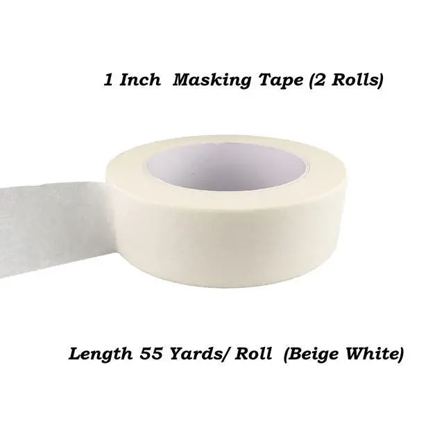 Alt view image 3 of 3 - Beige White Masking Tape, 1 Inch x 55 Yards, 2 Rolls | Painters Tape for Stationery, Arts, Crafts, Decoration