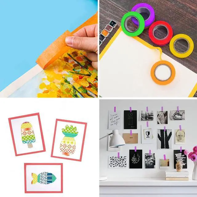 Alt view image 2 of 4 - 8PCS Colored Masking Tape Thin Painters Tape Rainbow Colors Rolls For Kids | Art Supplies 1/2 inch Great for Crafts Labeling DIY Decorative Tiny Size