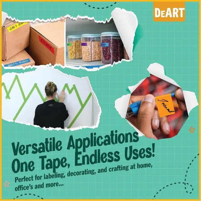 Alt view image 3 of 7 - 8X Colored Masking Tape, 33 Ft x 1 inch Colored Painters Tape for Arts & Crafts Labeling or Coding, Craft Supplies Color Tape Rolls, Colorful Masking Craft Tape, Lab Tape