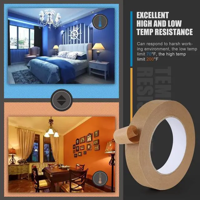 Alt view image 6 of 7 - 3 Pack Brown Painters Tape 1 inch, Brown Masking Tape 1 inch x 55 Yards x 3 Rolls (165 Total Yards)