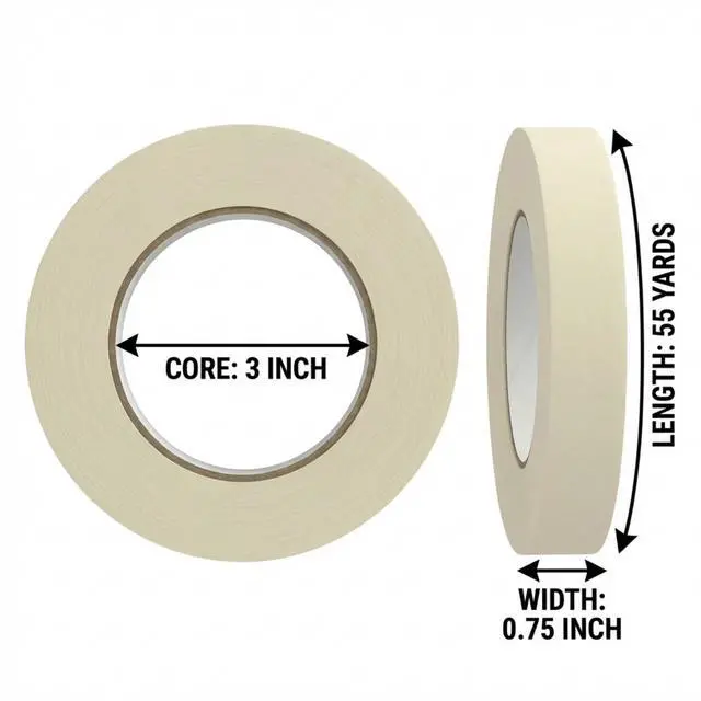 Alt view image 2 of 7 - Masking Tape 0.75 inch x 55 Yards x 10 Rolls, White Painters Tape for General Purpose Use, 550 Yards in Total