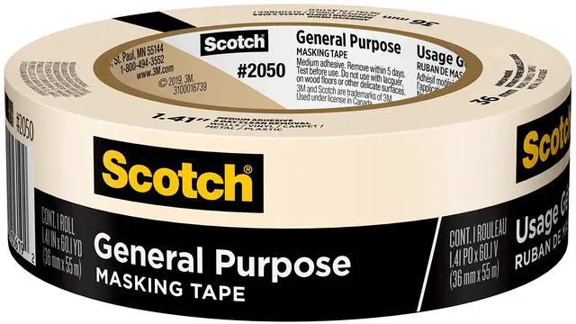 Main image of General Purpose Masking Tape, Tan, Tape for Labeling, Bundling and General Use, Multi-Surface Adhesive Tape, 1.41 Inches x 60 Yards, 1 Roll