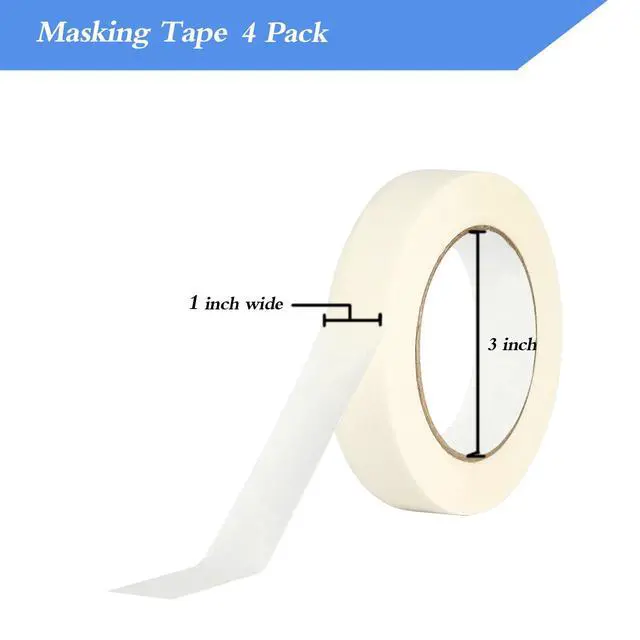 Alt view image 2 of 7 - White Masking Tape 1 Inch Wide 50 Yards per Roll Total 200 Yards
