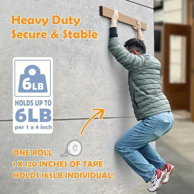 Alt view image 3 of 7 - 2 Rolls Double Sided Tape Heavy Duty - 240" x 1.0" & 0.5" - Removable Mounting Tape for Poster Picture Hanging Carpet Strip Rug Wall Outdoor - Clear & Strong Nano Tape Adhesive Multipurpose - 20 Feet