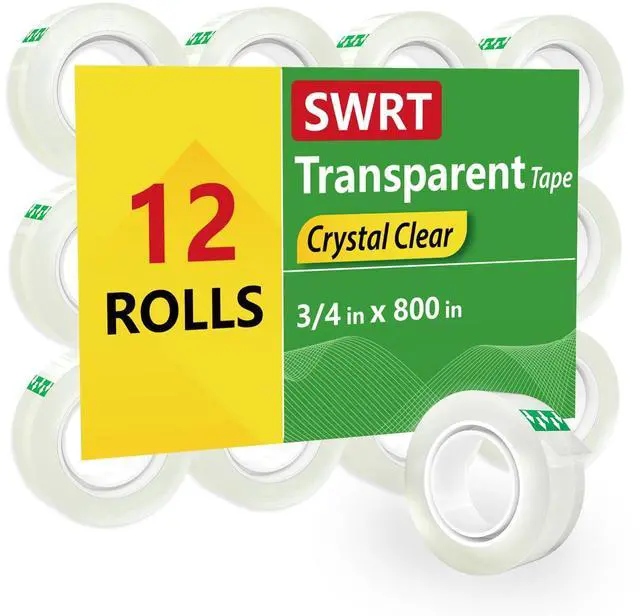 Main image of Clear Tape Refills for Dispenser, 12 Rolls, 3/4 in x 800 in Tape Rolls | Secure Hold; Smooth Dispensing; Clean Transparent Finish; Easy Everyday Use for Gift Wrapping, Home, School & Office