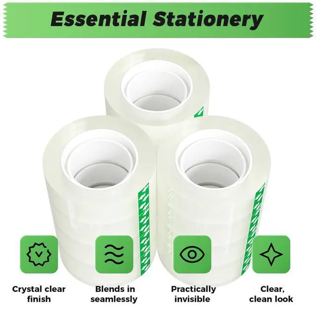 Alt view image 3 of 7 - Clear Tape Refills for Dispenser, 12 Rolls, 3/4 in x 800 in Tape Rolls | Secure Hold; Smooth Dispensing; Clean Transparent Finish; Easy Everyday Use for Gift Wrapping, Home, School & Office