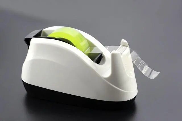 Alt view image 7 of 7 - Heavy Base Nonskid Desk Tape Dispenser One-Hand Dispensing (White)
