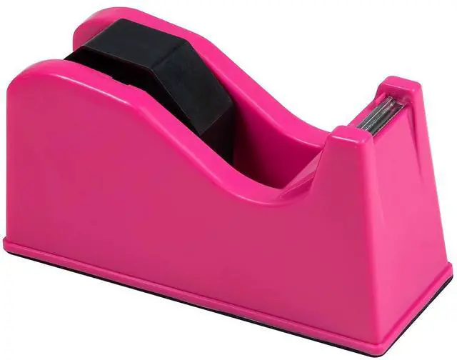 Main image of Desktop Tape Dispenser Adhesive Roll Holder (Fits 1" & 3" Core) with Weighted Nonskid Rose red