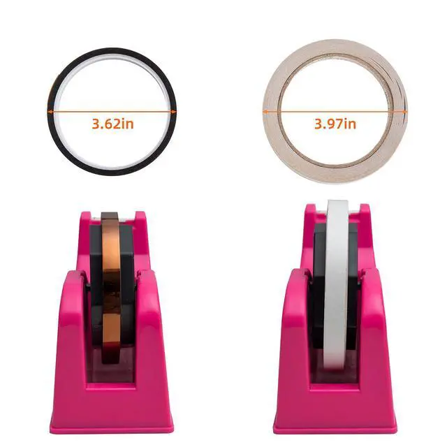 Alt view image 5 of 7 - Desktop Tape Dispenser Adhesive Roll Holder (Fits 1" & 3" Core) with Weighted Nonskid Rose red