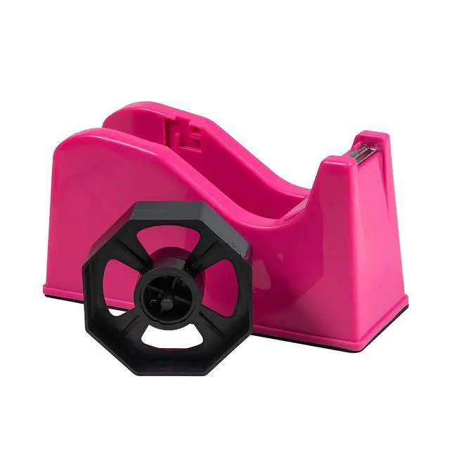 Alt view image 7 of 7 - Desktop Tape Dispenser Adhesive Roll Holder (Fits 1" & 3" Core) with Weighted Nonskid Rose red
