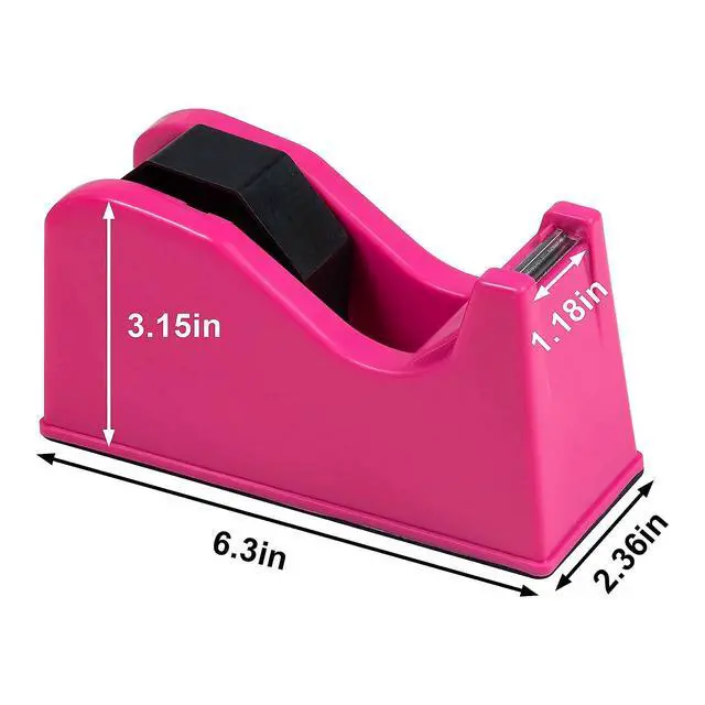 Alt view image 2 of 7 - Desktop Tape Dispenser Adhesive Roll Holder (Fits 1" & 3" Core) with Weighted Nonskid Rose red