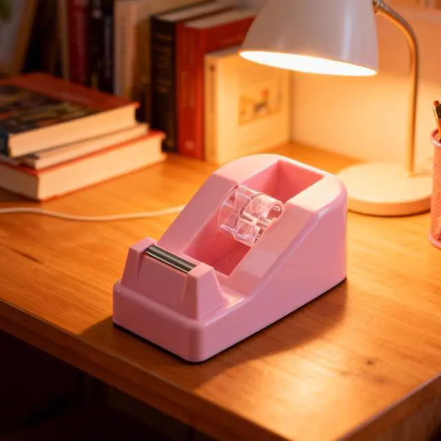 Alt view image 5 of 7 - Desktop Tape Dispenser Kits with Weighted Nonskid Base Tape Dispenser- Includes 9 Rolls of Transparent Tape(0.71 Inch x 500 inches Each) & Pink Scissors, 2 Pcs Tweezers (Pink)
