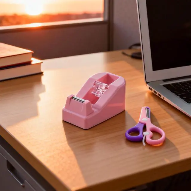 Alt view image 7 of 7 - Desktop Tape Dispenser Kits with Weighted Nonskid Base Tape Dispenser- Includes 9 Rolls of Transparent Tape(0.71 Inch x 500 inches Each) & Pink Scissors, 2 Pcs Tweezers (Pink)