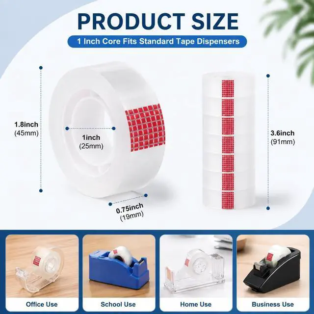 Alt view image 2 of 5 - Transparent Tape Refills, Clear Glossy Tape, 20 Rolls, All-Purpose for Office, Home, School