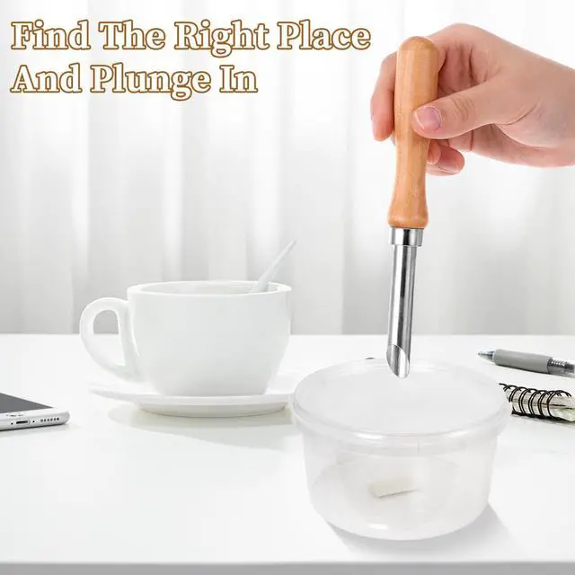 Alt view image 5 of 7 - 2 Pack Clay Hole Cutters Straw Puncher Single for Plastic Lids Lemonade Stainless Steel Circular Clay Hole Cutters Pottery Tools Wooden Handle Clay Tools Lemonade Cup Lid Hole Puncher for Straw