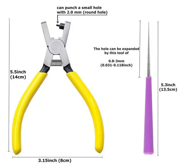 Alt view image 5 of 7 - Sheet Metal Hole Punch, 2mm Small Round Hole Puncher Pliers | for Shoes Straps, Watch Band, Thin Leather, Crafts,Jewelry DIY Fabric