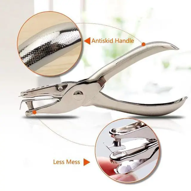 Alt view image 4 of 7 - 1/4 & 1/8 Inch Single Hole Puncher, 2 Pcs Circle Paper Punches Handheld Hole Paper Punch Puncher with 8 Sheet Capacity Office Perforating Machines for Craft Paper Tags Clothing Ticket DIY