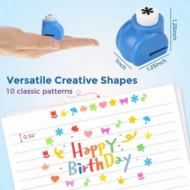 Alt view image 7 of 7 - 10Pack Shape Paper Hole Punch Craft Set, Scrapbook Supplies | For DIY Crafting, Scrapbooking, Handmade Greeting Cards, Photo Albums, Mini Cutter Nail, and Festival Cards Projects