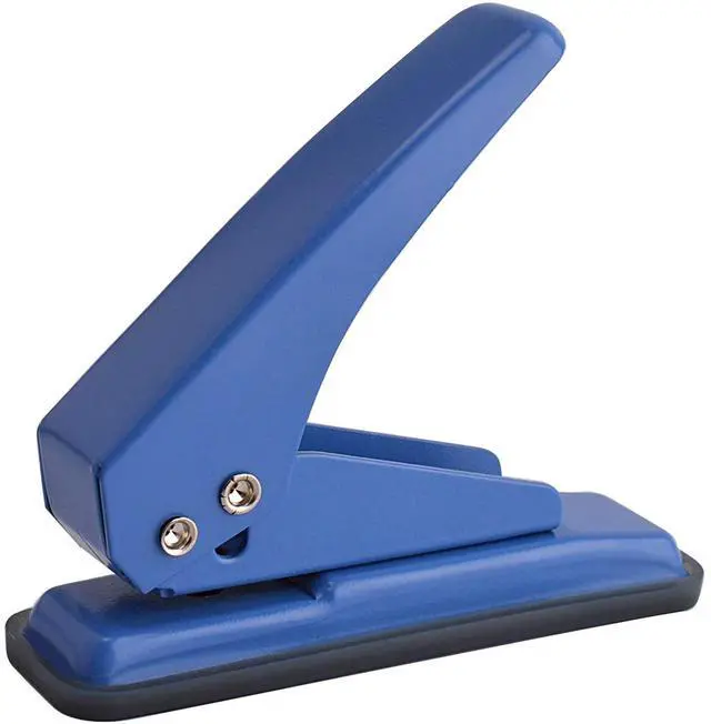 Main image of Single Hole Punch 1/4", 20 Sheet Punch Capacity, Non-Skid Base, Blue | Handheld with Non-Skid Base for Paper Chipboard Craft Paper and Art Project, ideal for office, school, DIY