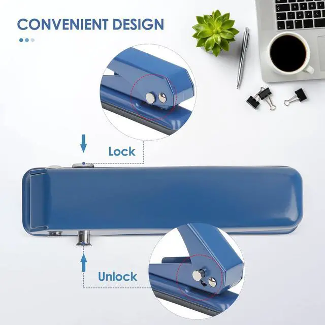 Alt view image 4 of 6 - Single Hole Punch 1/4", 20 Sheet Punch Capacity, Non-Skid Base, Blue | Handheld with Non-Skid Base for Paper Chipboard Craft Paper and Art Project, ideal for office, school, DIY