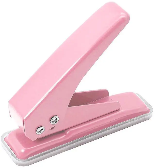 Main image of Single Hole Puncher, 1/4" Hole, 20 Sheet Capacity, Pink, 1 Pack | Metal Paper Punch with Skid-Resistant Base, for Paper, Chipboard, Art Project