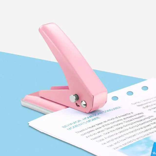 Alt view image 6 of 7 - Single Hole Puncher, 1/4" Hole, 20 Sheet Capacity, Pink, 1 Pack | Metal Paper Punch with Skid-Resistant Base, for Paper, Chipboard, Art Project