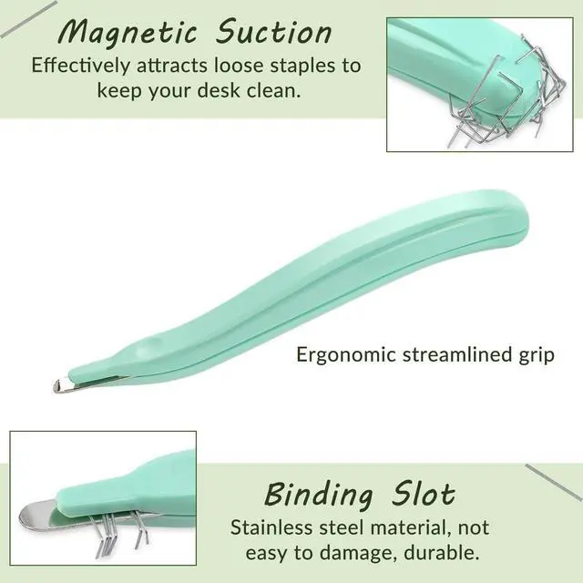 Alt view image 3 of 5 - Magnetic Easy Staple Remover Tool, Professional Staple Puller Remover, Staple Remover Stick for School, Office and Home, Light Green